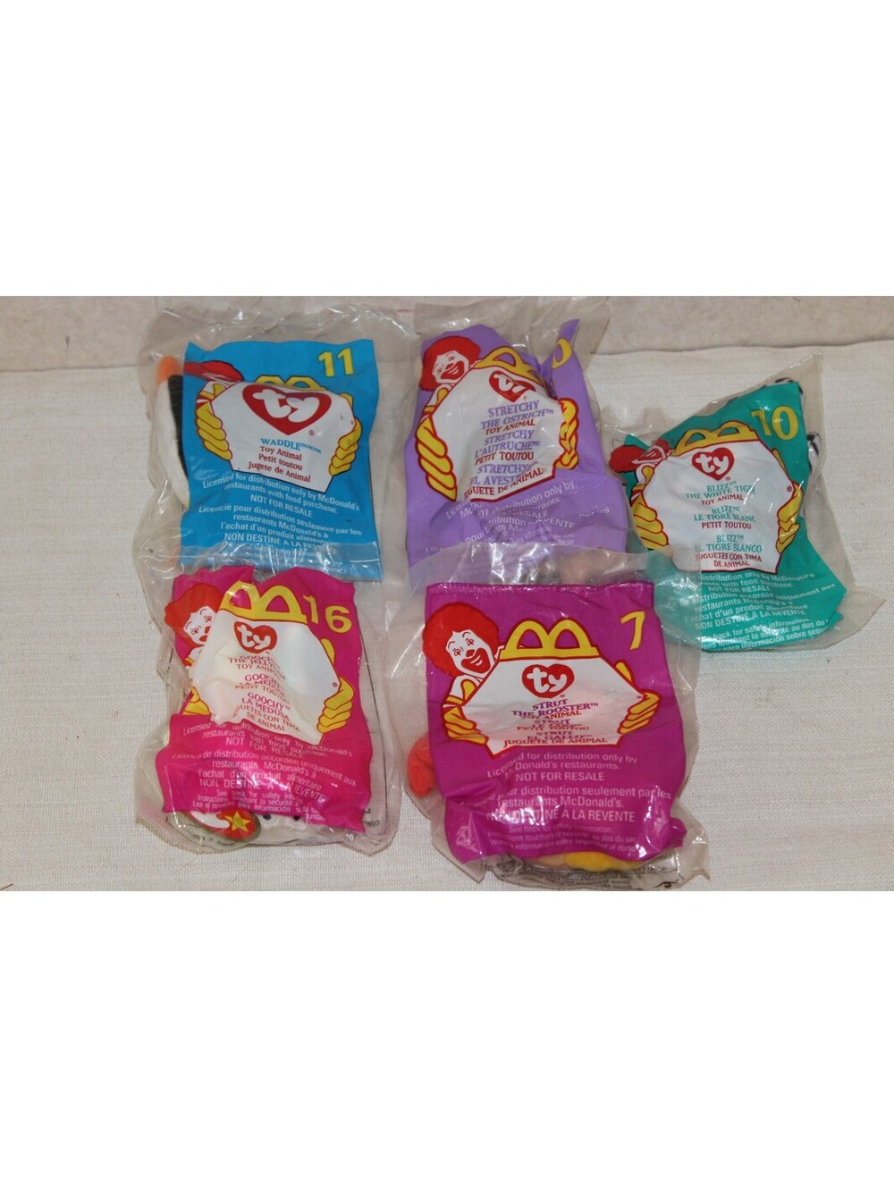 NEW McDonald's Ty Teenie Beanie Babies Happy Meal Toys Waddle Strut Etc - Set 5